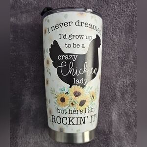 Crazy Chicken Lady White Sunflower Tumbler With Lid Small Reusable Cup